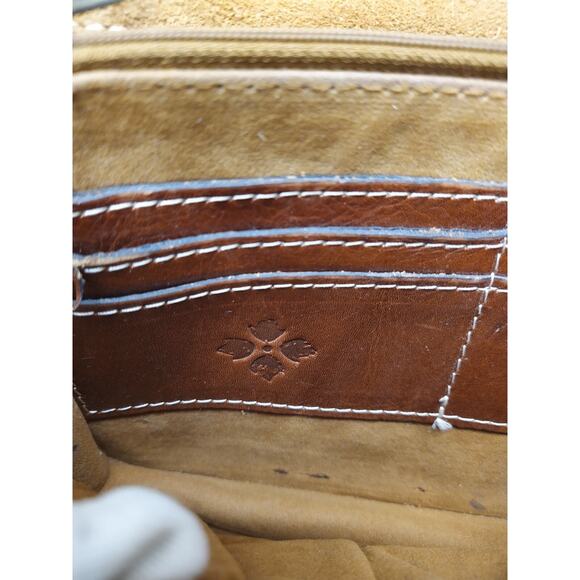 Patricia Nash Brown Suede Leather Pushlock Flap Closure Crossbody Bag - Picture 15 of 16